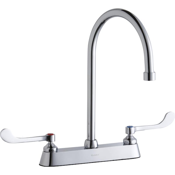 Elkay Elkay 8" Centers Faucet 8" Gooseneck Spout 6" Wristblade Hdls Ch LK810GN08T6 - main